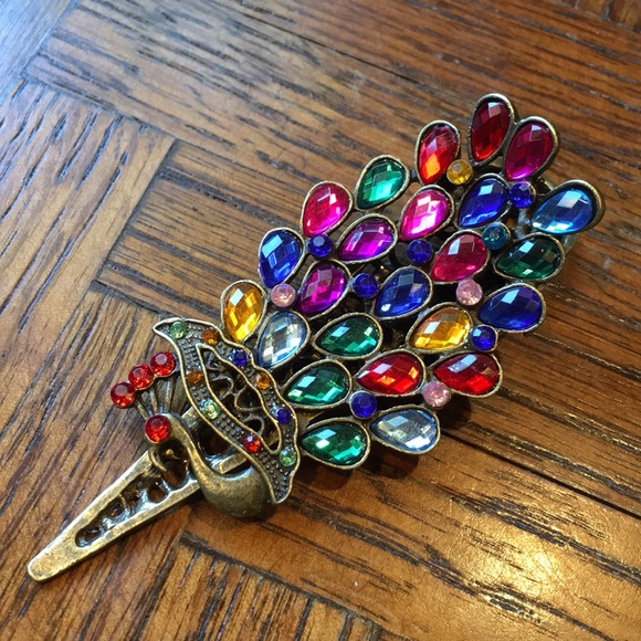 Peacock Hair Clip Multicolor - Picture 2 of 8